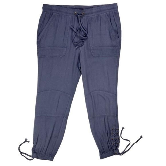 Easel Jogger Womens Size Small Blue Washed Drawstring Baggy Lace Ankle Pants New - Picture 2 of 12